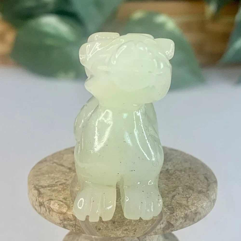 Chinese Jade Foo Dog Pixiu Figurine Carved Mythical Animal Figure Statue Vintage